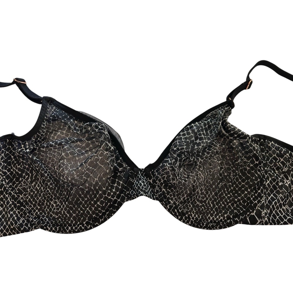 Bra 40C Black Nude Lingerie Bra Smart & Sexy Animal Print Mesh Modern